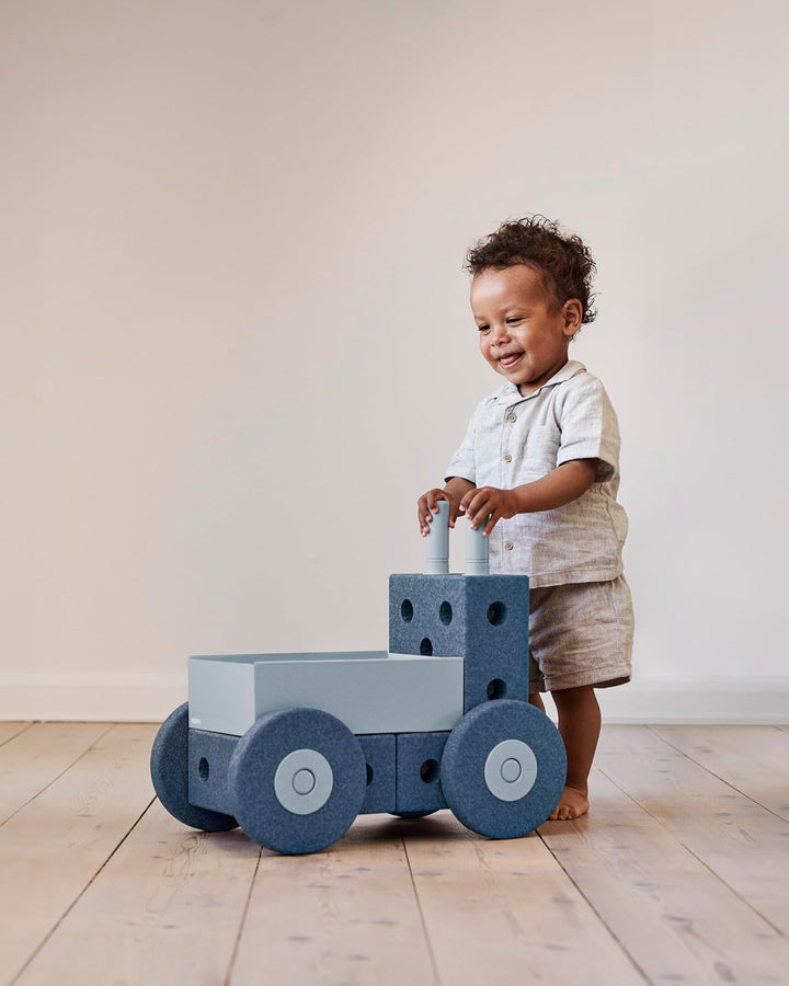 MODU 3-in-1 Baby Walker Deep Blue/Sky blue - Laufwagen, Schubkarre + Tritthocker und mehr - NEU - sc