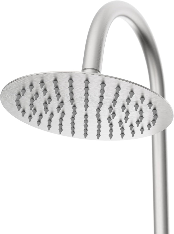 Gartendusche Classic SPRING 229 cm Edelstahl gebürstet Outdoor Dusche mit Regenduschkopf Ø20 cm Pool