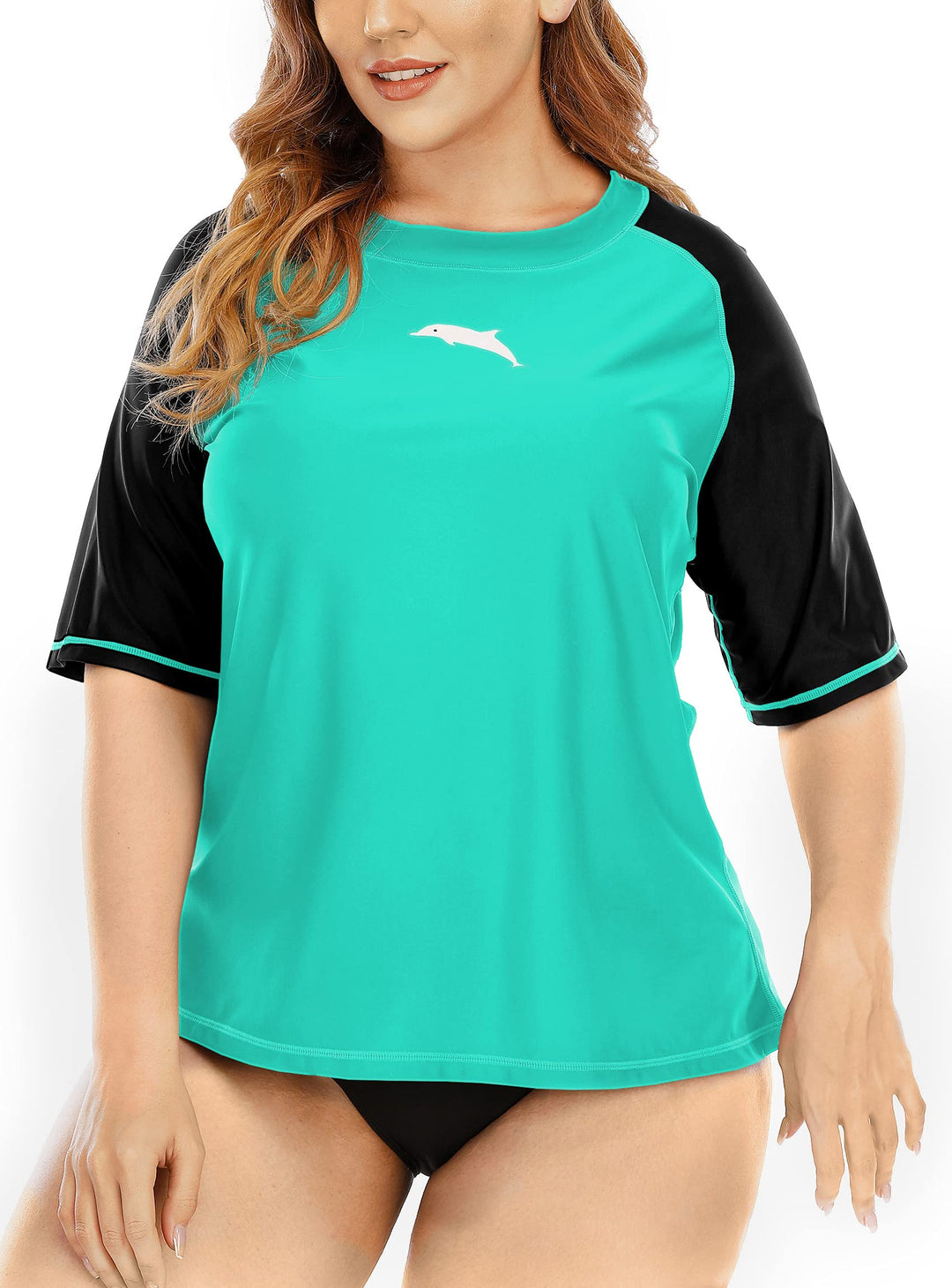 Halcurt UV Shirt Damen Übergrösse Rash Guard Kurzarm UPF 50+ Badeshirt UV Schutz Schwimmshirt Schnel