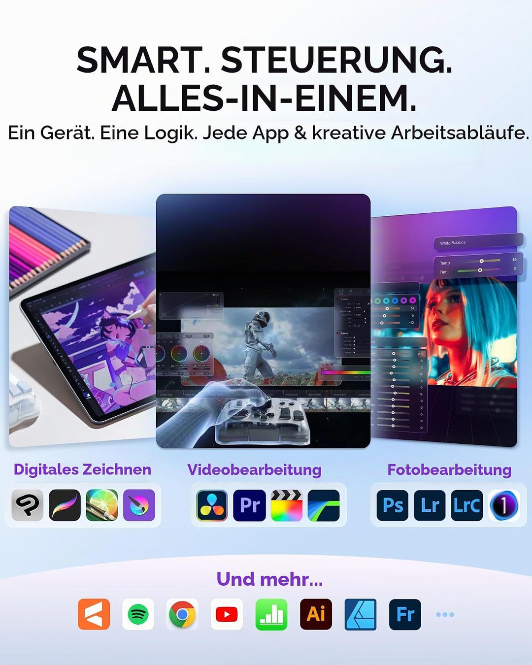 TOUR BOX Elite Plus, iPad-Zeichnen, Bluetooth-Controller für Video- und Foto- Bearbeitung, Mac/Windo