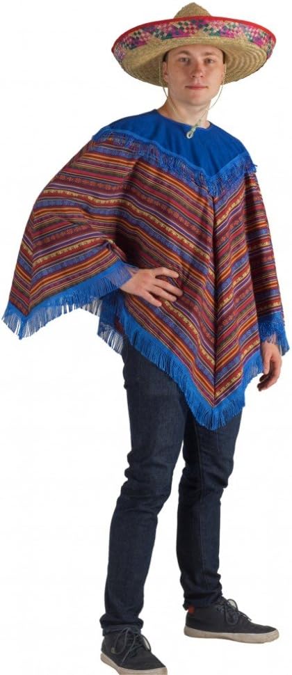 Krause & Sohn Mexikaner Poncho Sergio blau Überwurf Mexiko Fasching Andere Länder Einheitsgr.