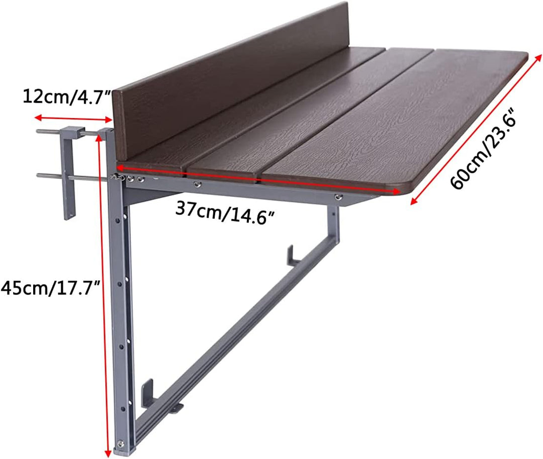 Gdmokle Klappbar Balkonhängetisch, Balkonklapptisch Hängetisch mit 5-Fach Höhenverstellbar, Balkonti