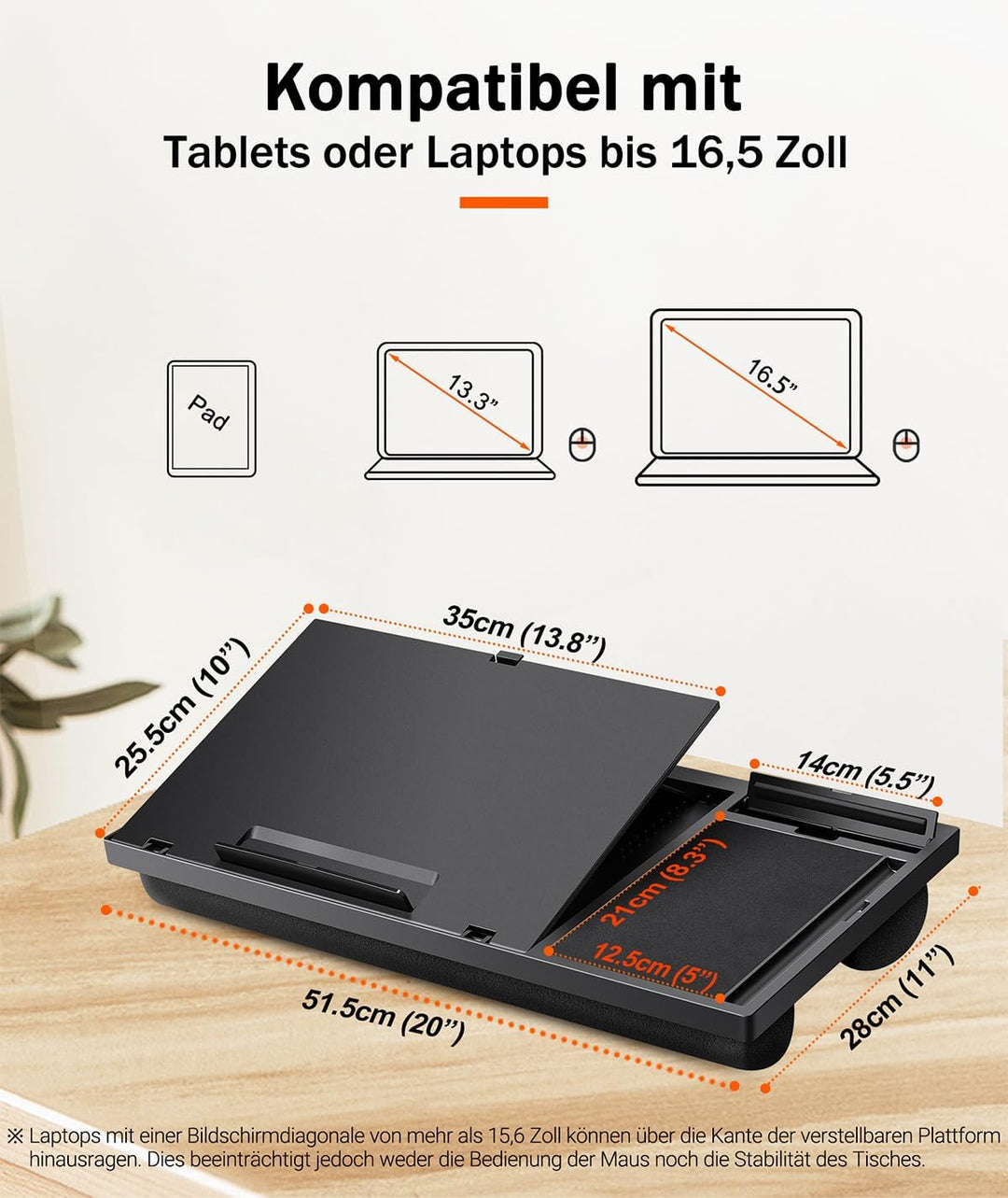 Ecognomic Laptopkissen Knietablett, Laptop Unterlage Schoss für Bett & Sofa, Value Packed mit einem