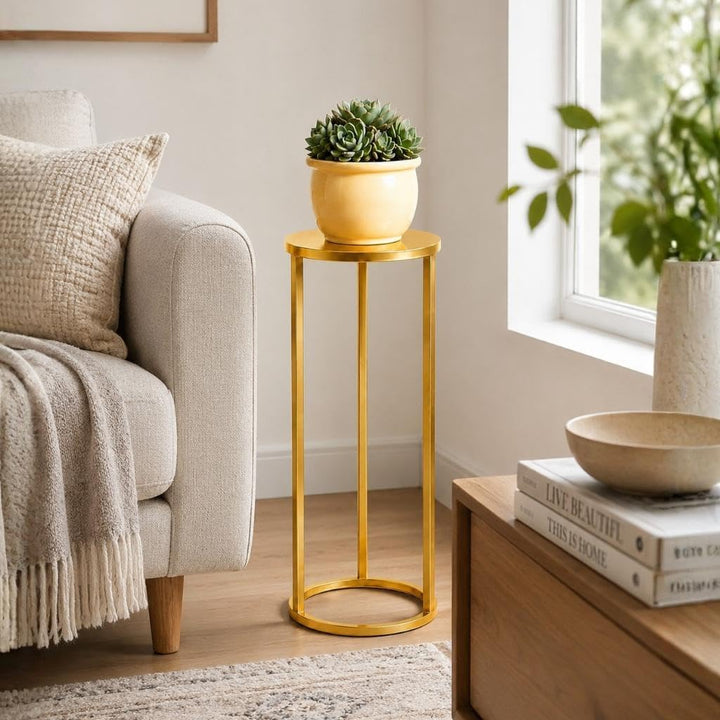 DanDiBo Blumenhocker Metall Gold Rund Blumenständer Beistelltisch 96510 Blumensäule Modern Pflanzens