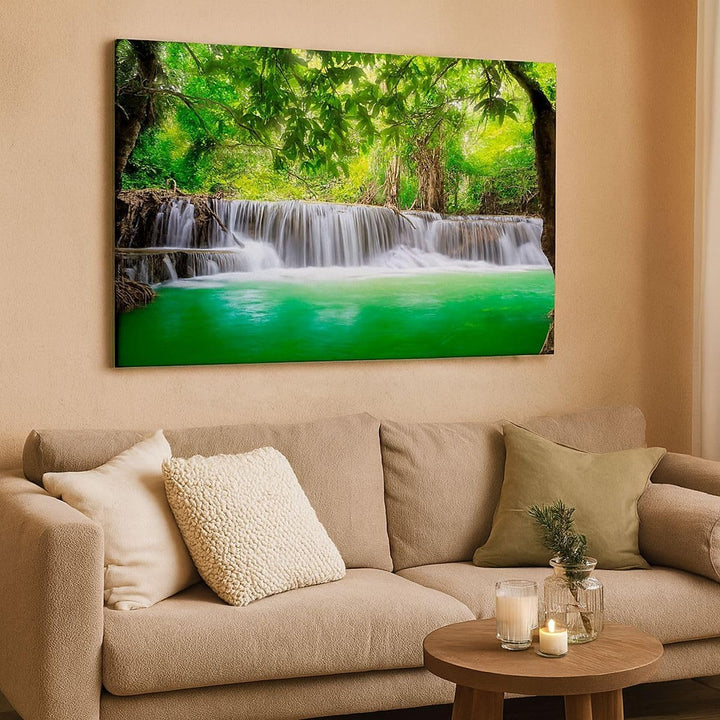 Bilder auf Leinwand 100x70cm Leinwandbild Wasser Park Natur Landschaft Gross Wanddeko Bild Schlafzim