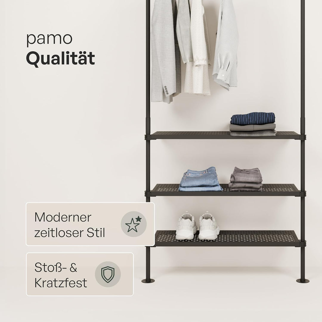 pamo Regalboden Metall schwarz inkl. Montagezubehör 92,5 x 30,5 cm I 5er Set I höhenverstellbar stos