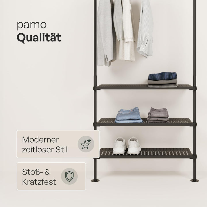 pamo Regalboden Metall schwarz inkl. Montagezubehör 92,5 x 30,5 cm I 3er Set I höhenverstellbar stos