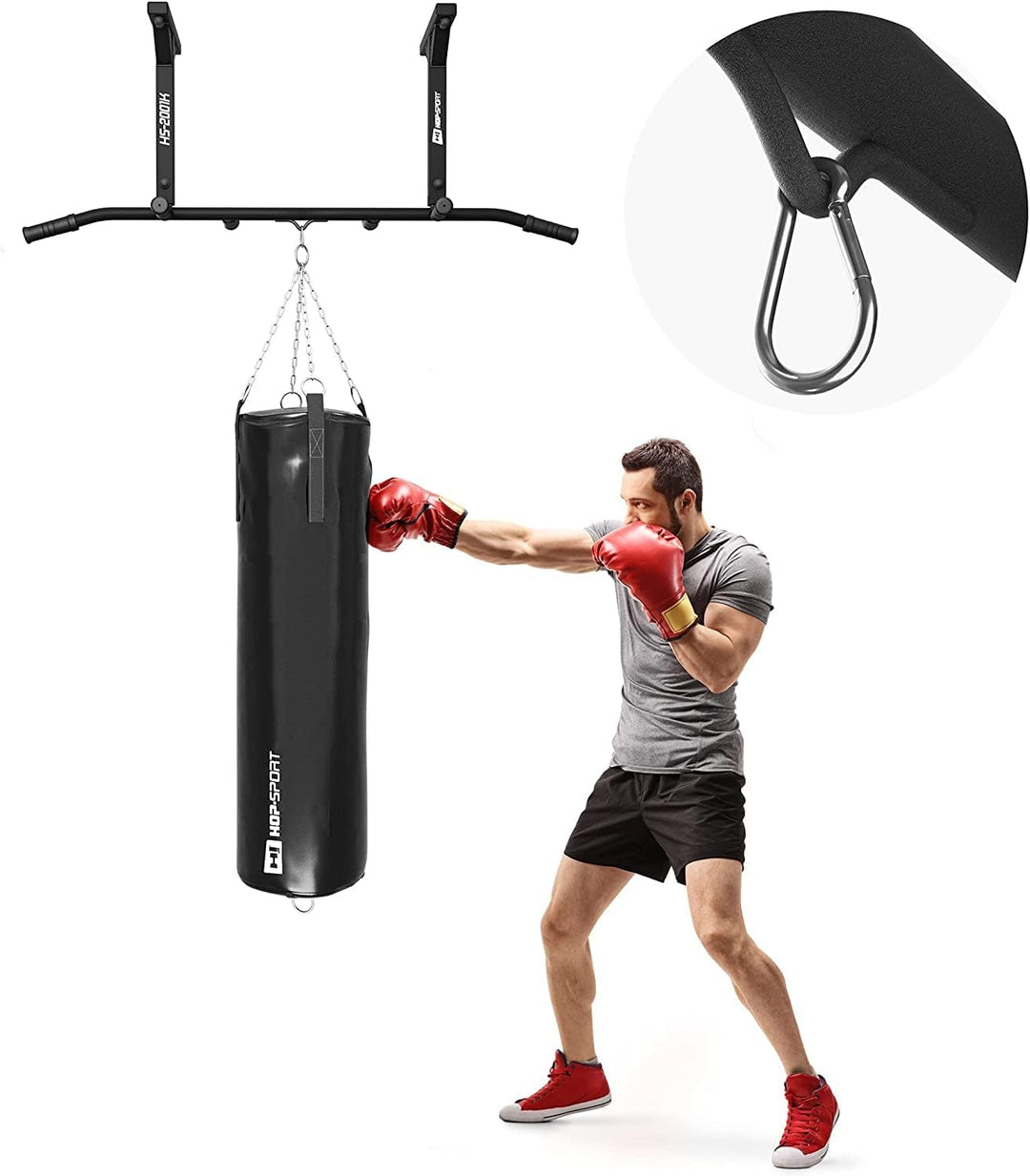Hop-Sport Multigriff Klimmzugstange für Deckenmontage HS-2001K – Profi Fitness Pull Up Bar mit 6 rut