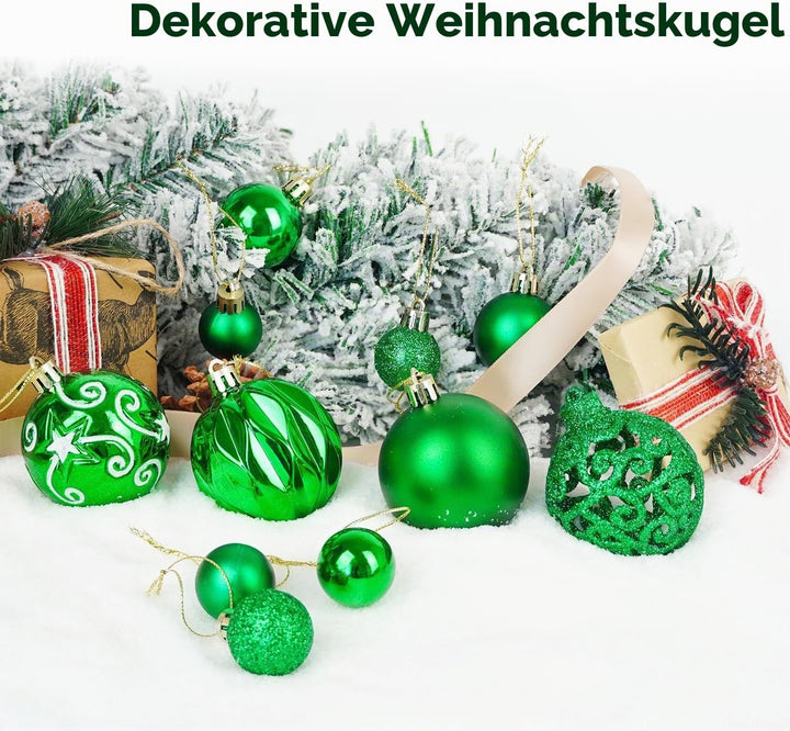 Ywlake Weihnachtskugel Ornamente Set für Weihnachtsbaum, 100-pcs Weihnachtsbaum Dekorationen Set Bru
