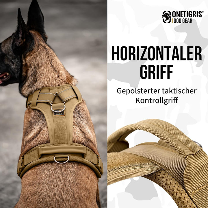 OneTigris Hundegeschirr, Diesel Einstellbar Taktisches Geschirr Weich Gepolstert Brustgeschirr für m