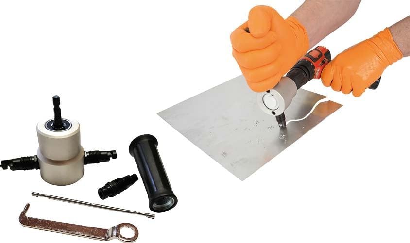 KUNZER 7BK03 Blechknabber-Aufsatz -24mm Schneideradius, Schneidekapazität bis 2mm- Bohrmaschinen-Vor