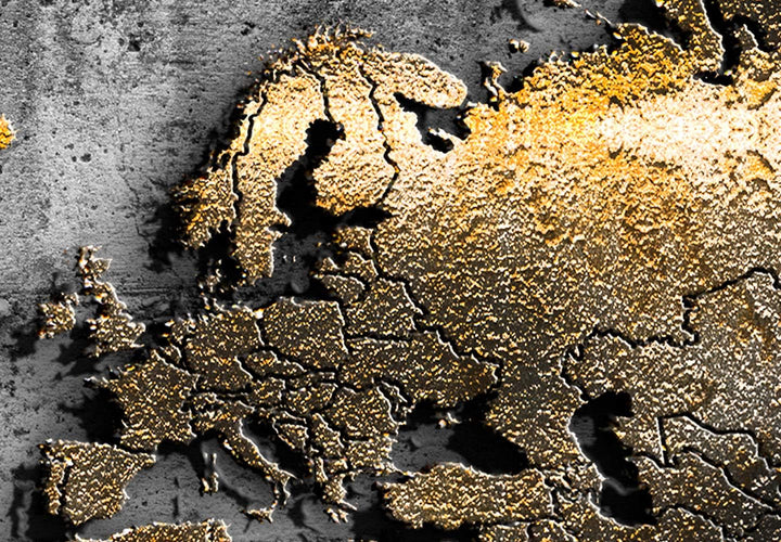 B&amp;D XXL - Handart Weltkarte Kunstdruck auf Leinwand 90x60 cm 1 tlg Kunstbilder wie Handbemalte Wandb