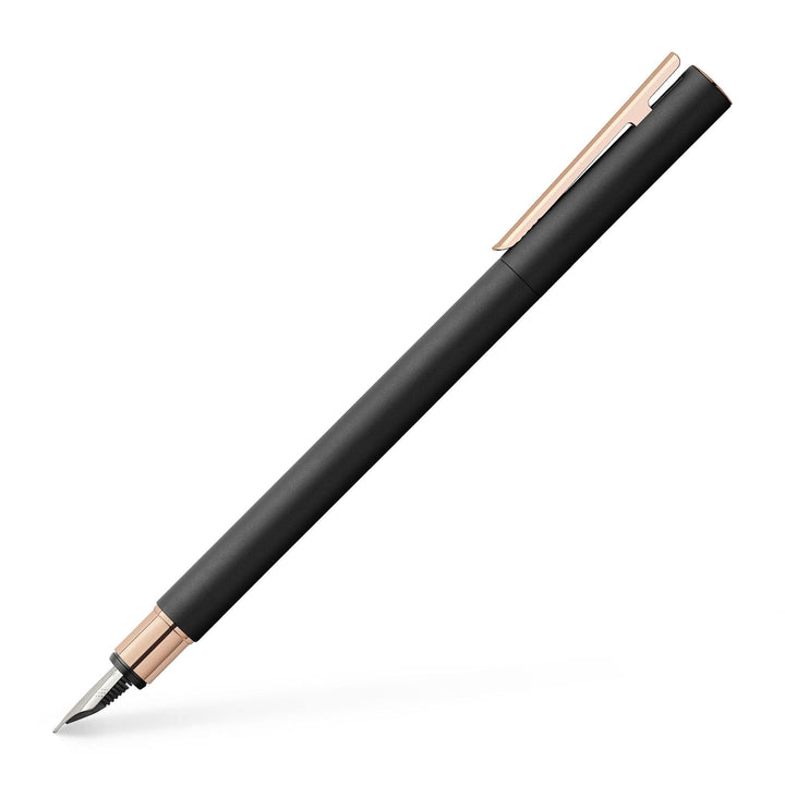 Faber-Castell 343101 - Füller Neo Slim Metall, Federbreite F, schwarz mit rosegold Federbreite F sch