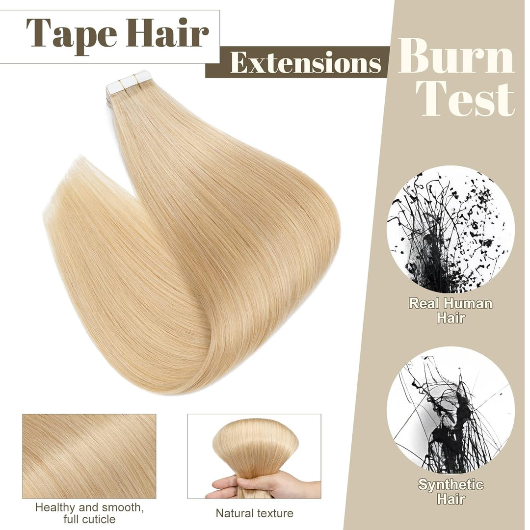 SEGO Haarverlängerung Tape Extensions Echthaar Klebeband 10 PCS 25g Haarteile 7A Glatt 100% Remy Hum