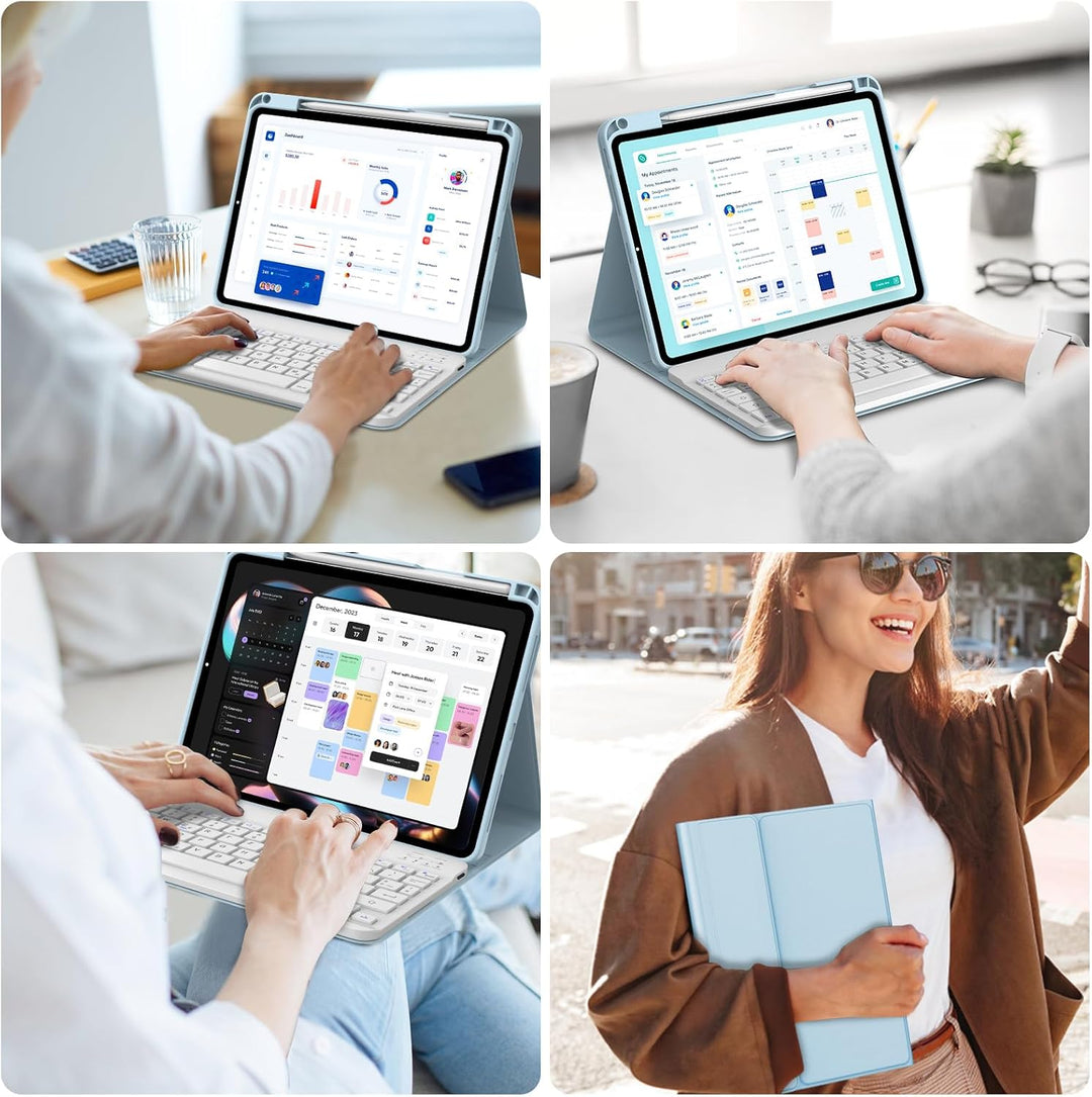 IVEOPPE Hülle mit Tastatur für iPad A16 11 Generation 2025/10 Generation 2022, Bluetooth Magnetische