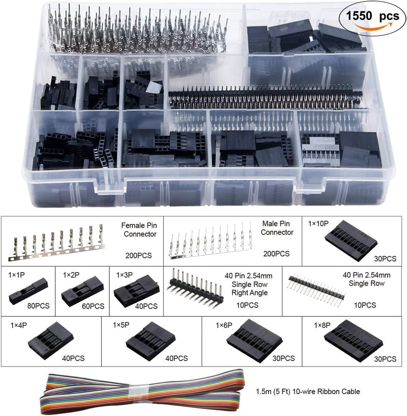 Crimpzange Dupont Stecker Set - Preciva 1550 pcs 2,54 mm Dupont Steckverbinder und Crimp Pins, 460 p