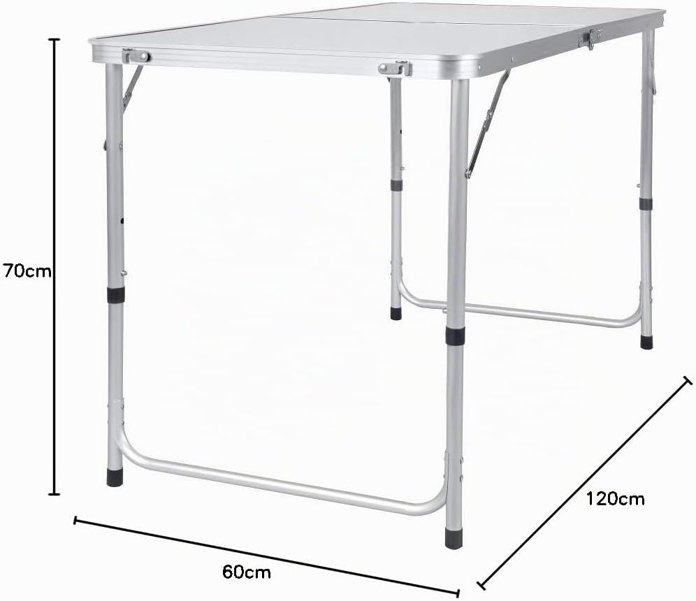 Tragbarer Aluminium-Klapptisch, 120 cm, für Party, Garten, Grillen, Camping, 3 verstellbare Höhe, Le