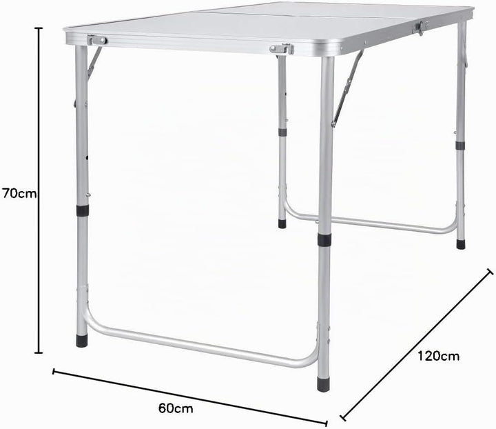 Tragbarer Aluminium-Klapptisch, 120 cm, für Party, Garten, Grillen, Camping, 3 verstellbare Höhe, Le