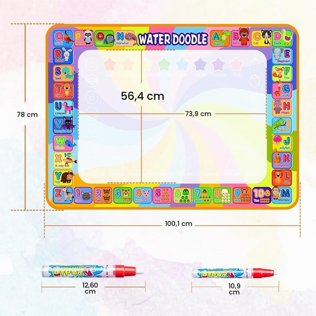 MELAND Wassermalmatte 100×78 cm, Aqua Malmatte mit Wasserstift für Kinder im Alter von 3–6 Jahren, B