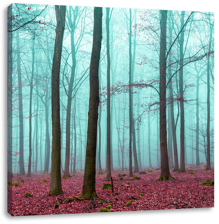 abstrakter Wald, Format: 70x70 auf Leinwand, XXL riesige Bilder fertig gerahmt mit Keilrahmen, Kunst