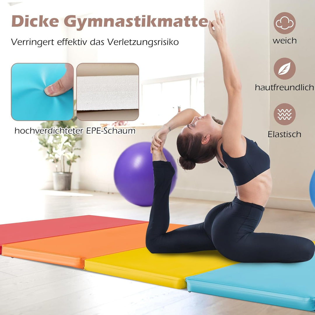 COSTWAY Turnmatte klappbar, 200 x 75cm Weichbodenmatte, Gymnastikmatte 5 fach faltbar mit Tragegriff