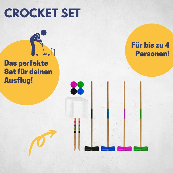 Best Sporting Crocket Set I Krocket Erwachsene & Kinder I mit Schläger, Kugeln, Tore, Markierungspfä