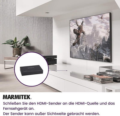 HDMI Extender LAN - Marmitek MegaView 91 - über 1 CAT 5e/6 Kabel oder Netzwerk (IP/LAN) - Full HD -