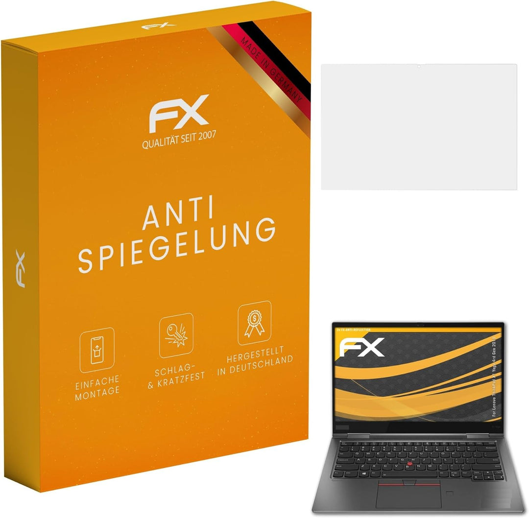atFoliX Panzerfolie kompatibel mit Lenovo ThinkPad X1 Yoga 4rd Gen 2019 Schutzfolie, entspiegelnde u