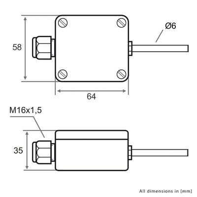 iOVEO 206AF02202 - Aussentemperatur-Messumformer mit Sensor PT1000, Aussenfühler Aktiv, 0-10V o. 4-2