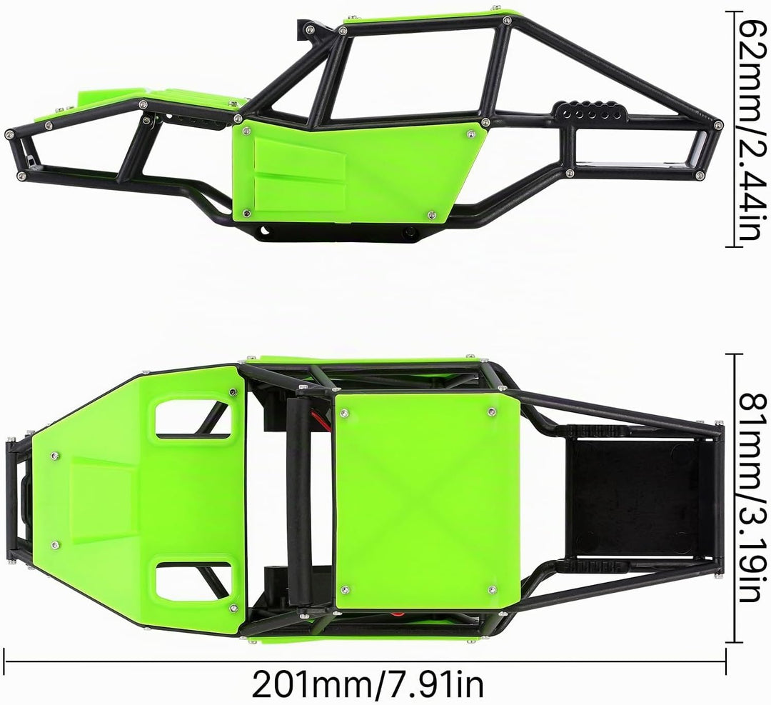 INJORA Rock Tarantula Nylon Buggy Karosserie Chassis Kit für TRX4M Upgrade 1/18 RC Crawler,grün, grü