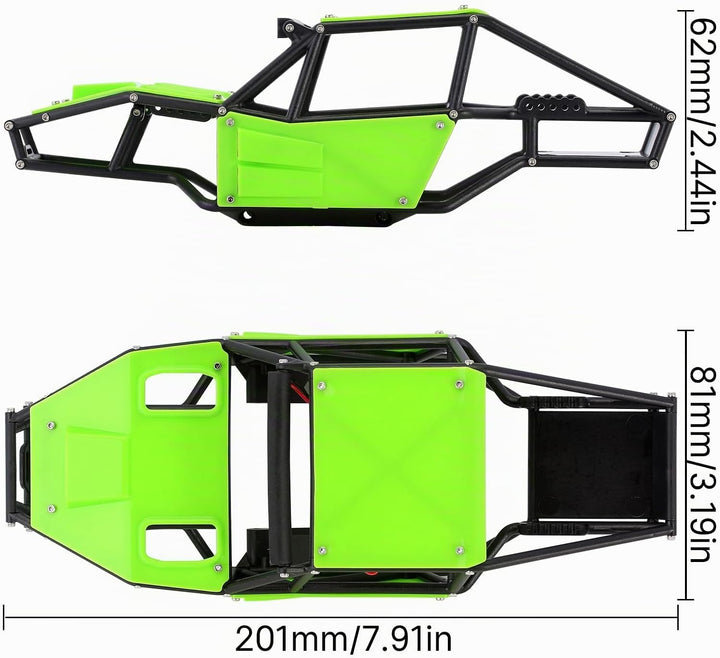 INJORA Rock Tarantula Nylon Buggy Karosserie Chassis Kit für TRX4M Upgrade 1/18 RC Crawler,grün, grü
