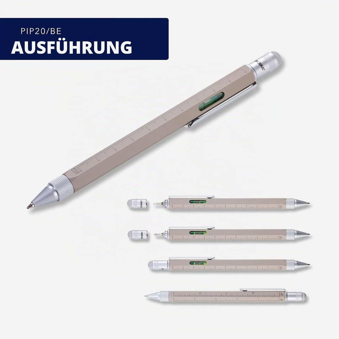 TROIKA Construction Beton - PIP20/BE - Multitasking-Kugelschreiber in Beton-Optik – Zentimeter-/Zoll
