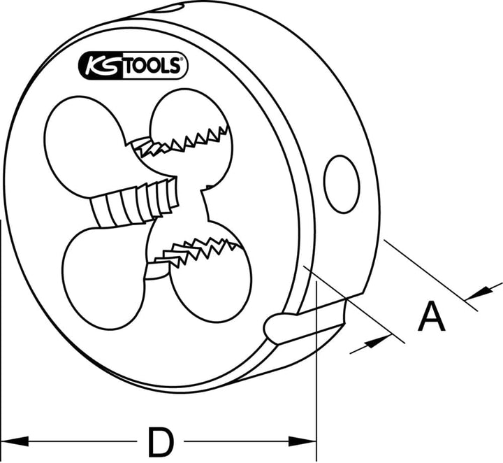 KS Tools 332.1026 HSS Schneideisen MF, M20x1,5 M20 x 1.5, M20 x 1.5