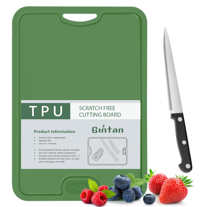 Gintan Flexibles TPU Schneidebrett, BPA-frei, mit Messer- und Saftrille, kratzfeste flexible Schneid