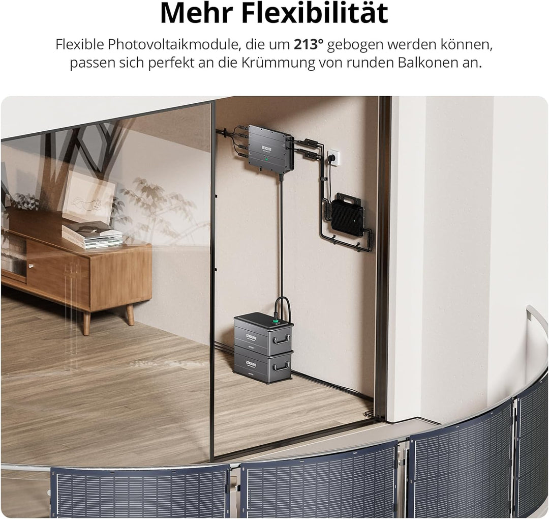 Zendure Flexibel Solarpanel 420 W (210 W x 2) für SolarFlow Balkonkraftwerk mit Speicher, IP68