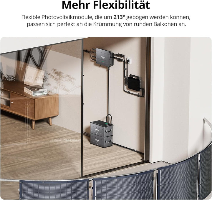 Zendure Flexibel Solarpanel 420 W (210 W x 2) für SolarFlow Balkonkraftwerk mit Speicher, IP68
