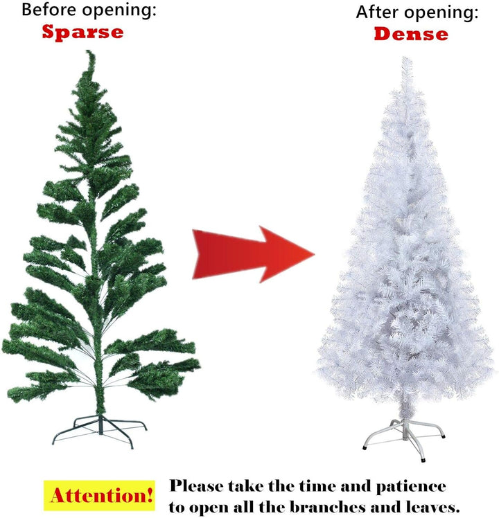 Weihnachtsbaum weiss, 120/150/180/210 cm Weiss, künstlicher Weihnachtsbaum, Kunsttanne mit Metallstä