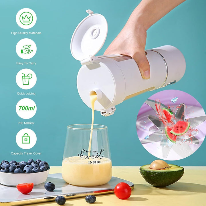 Smoothie Maker to Go, 700ml Tragbarer Mixer, Portable Blender mit 12-Klingen Edelstahl, Mini Mixer f