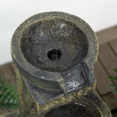 Outsunny Gartenbrunnen, Springbrunnen mit Einstellbarer Strömung, 4 Stufen Zierbrunnen, Wasserspiel,