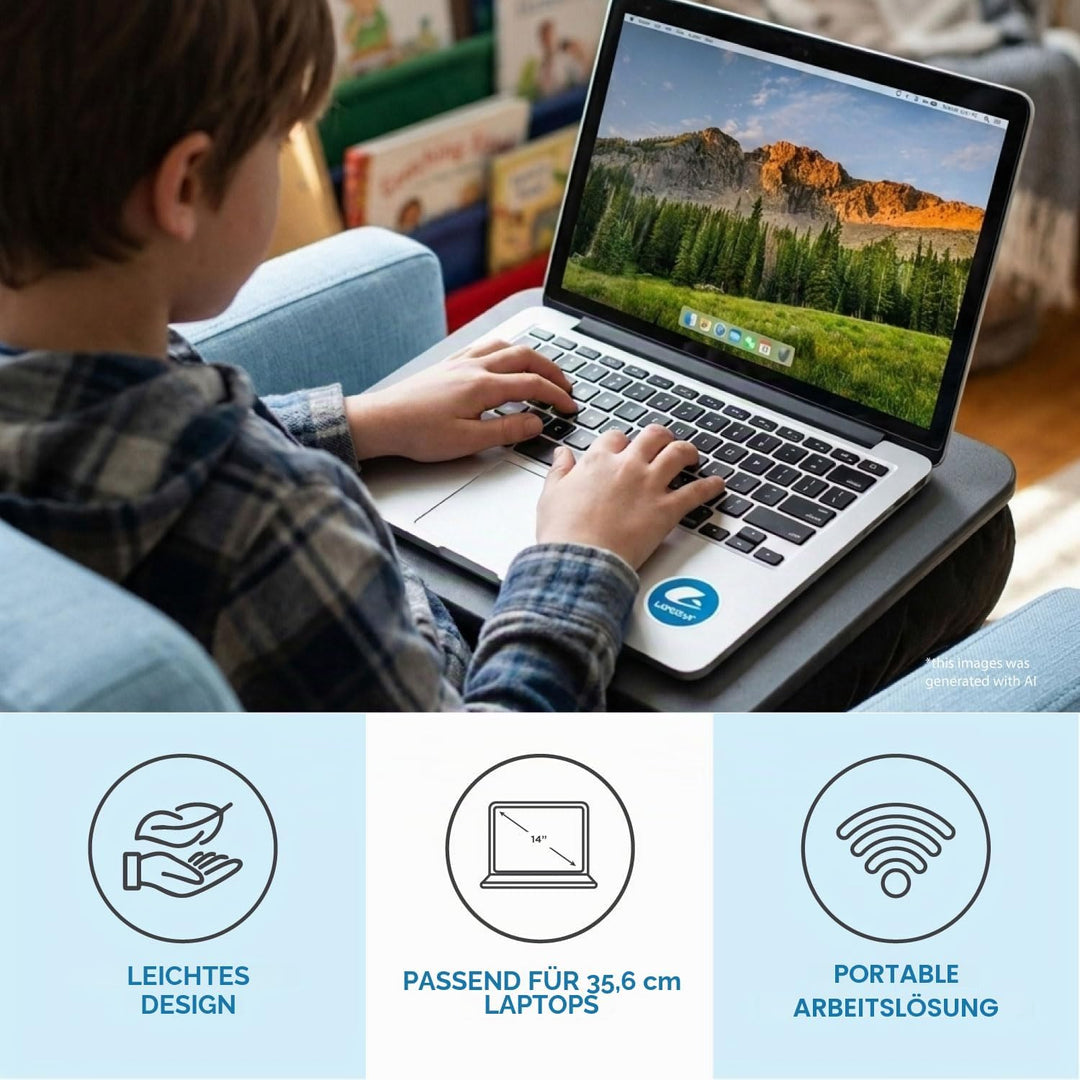 LapGear Kompaktes Schosstablett, für Laptops bis 15 Zoll (38 cm), Schwarz, Stil-Nr. 43108 Schwarz Si