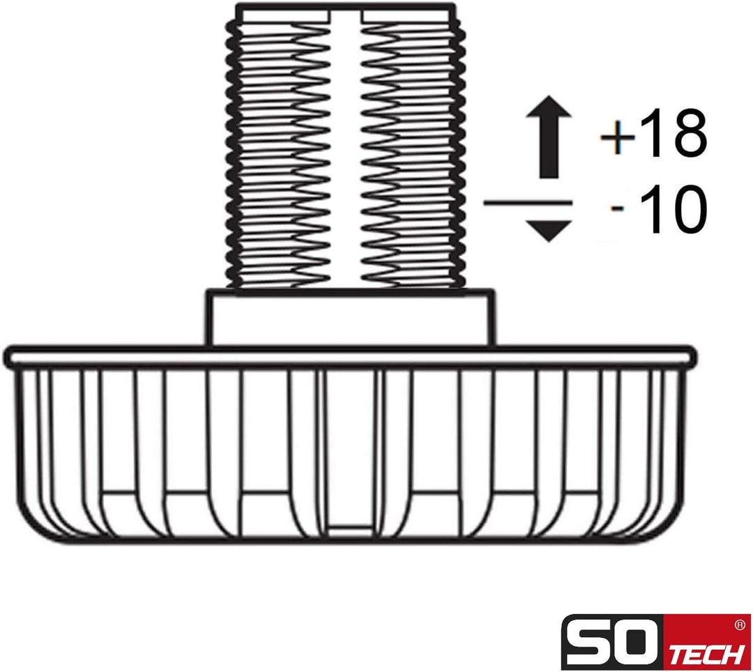 SOTECH 8er Set 100 mm Möbelfuss Sockelfuss verstellbar, 8er Set