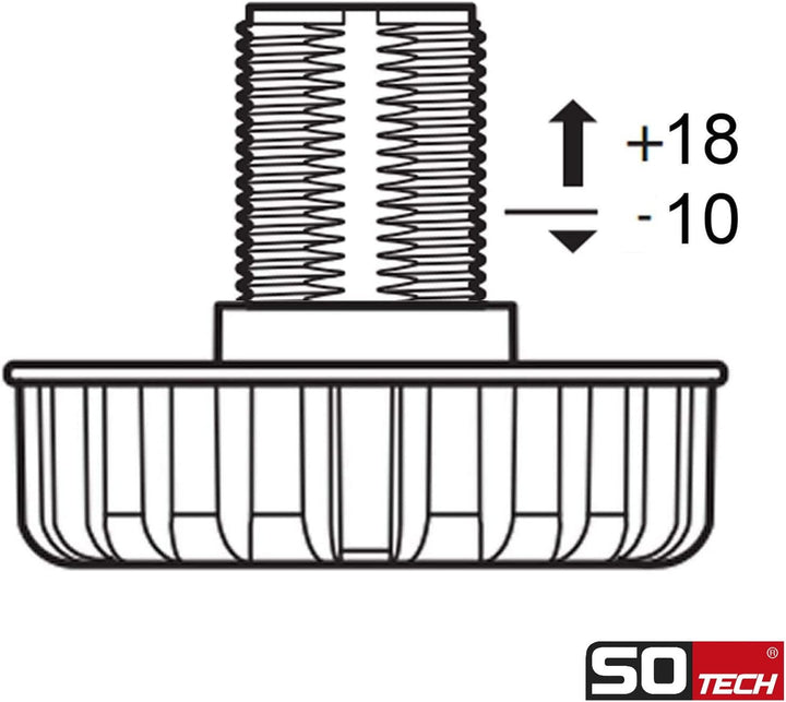 SOTECH 8er Set 100 mm Möbelfuss Sockelfuss verstellbar, 8er Set