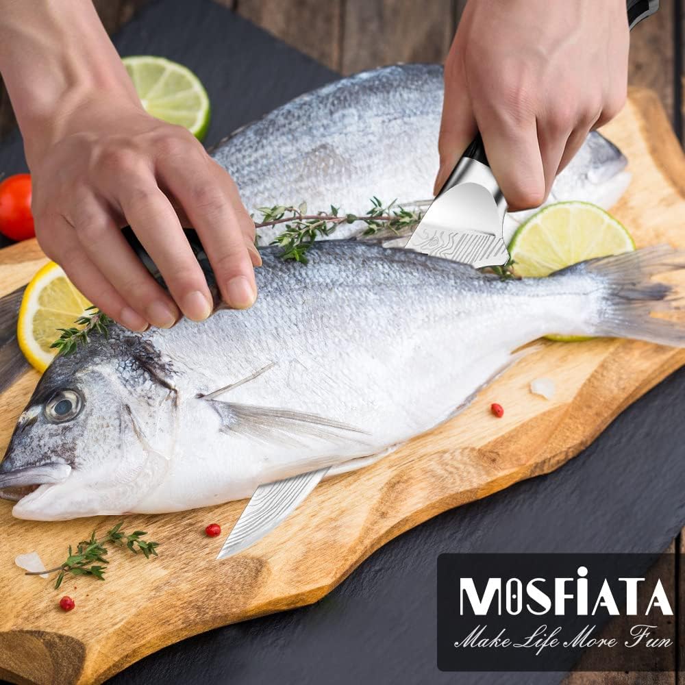 MOSFiATA Filetiermesser Kochmesser Fischfiletmesser Scharf, kohlenstoffreiches deutsches Edelstahlme