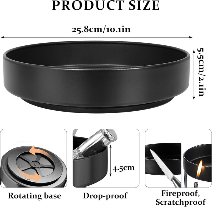 Küche Organizer Drehteller aus Kohlenstoffstahl, 26cm Schwarz Küchenschrank Drehteller Organizer, Gr