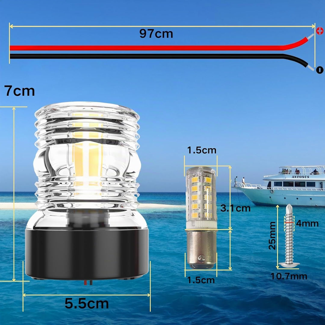 Cloud Fire Ankerlicht boot DC 12–24V Marine Boot Yacht Ponton Navigation Ankerlicht 360 Grad Rundum