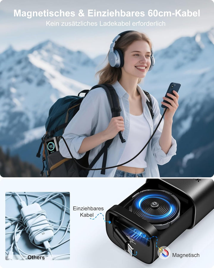AsperX Power Bank 20000mAh-2x PD 100W Alulegierung Laptop Powerbank USB-C Schnellladung, Insgesamt 1