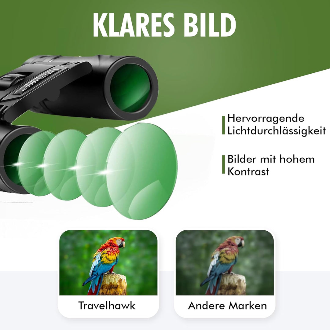 Fernglas 8x21 FMC - Feldstecher für Brillenträger, Erwachsene und Kinder, BAK4 Prisma Wasserdicht, F