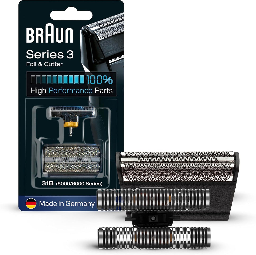 Braun Ersatzscherteil 31 B Schwarz, Kompatibel mit Series 3 Rasierern Scherkopf 31B, Scherkopf 31B