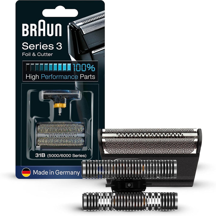Braun Ersatzscherteil 31 B Schwarz, Kompatibel mit Series 3 Rasierern Scherkopf 31B, Scherkopf 31B