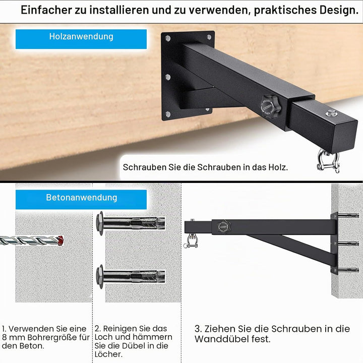 BeneLabel Boxsack Halterung, Sandsack Wandhalterung 360 Schwenkbar Befestigung Wand Boxsackhalter In